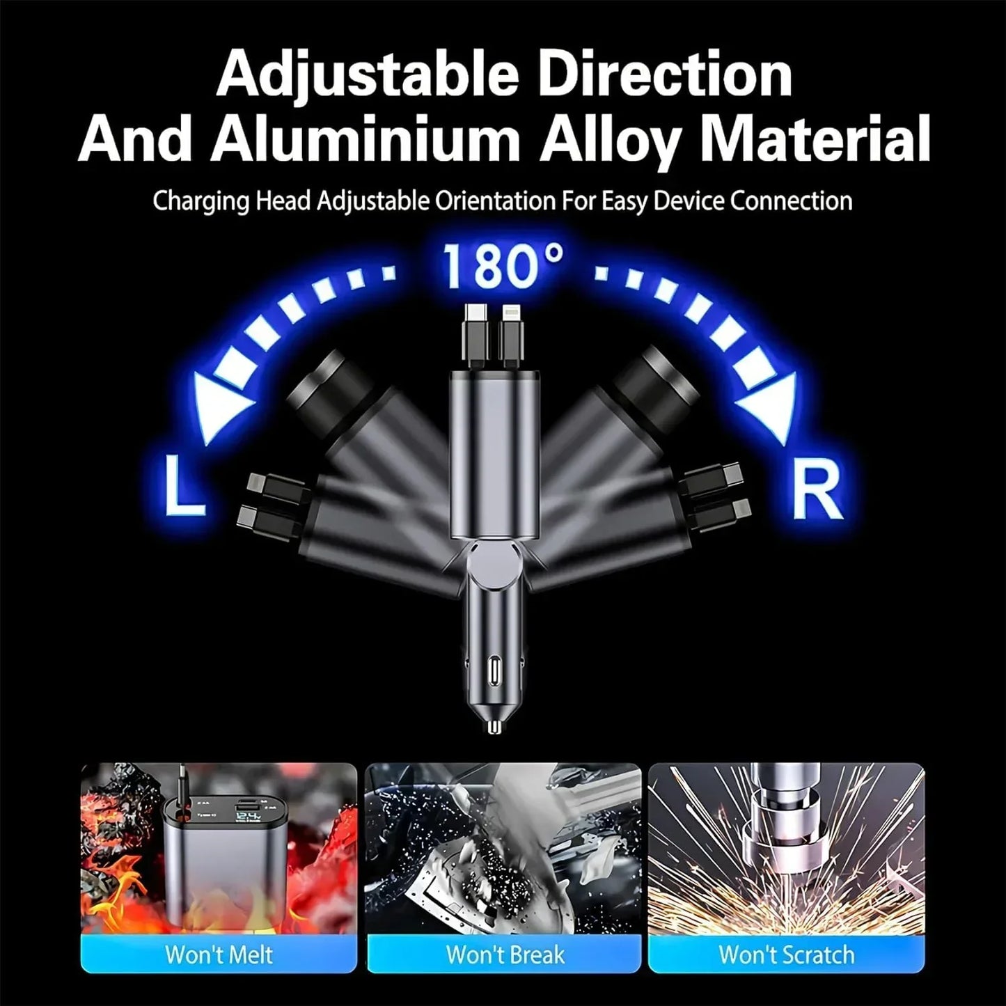 4 in 1 Retractable Car Charger