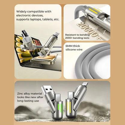 4-IN-1 RGB FAST CHARGING CABLE, Compatible with all Devices