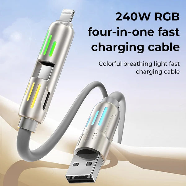 4-IN-1 RGB FAST CHARGING CABLE, Compatible with all Devices