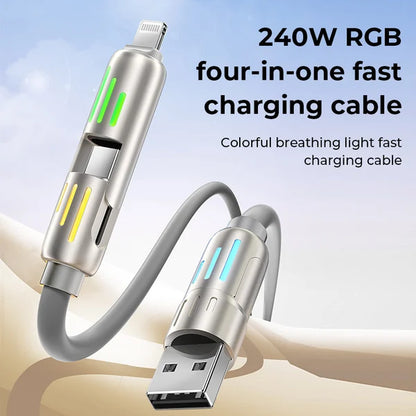 4-IN-1 RGB FAST CHARGING CABLE, Compatible with all Devices