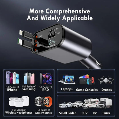 4 in 1 Retractable Car Charger