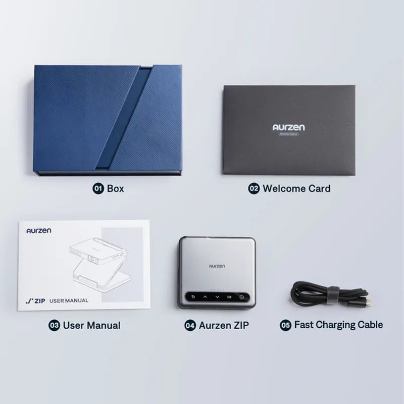 Aur-zen ZIP Tri-Fold Portable Mini Projector