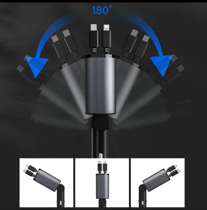 (120W) Premium 4-in-1 Retractable Superfast Car Charger (31 Inch, 120w)