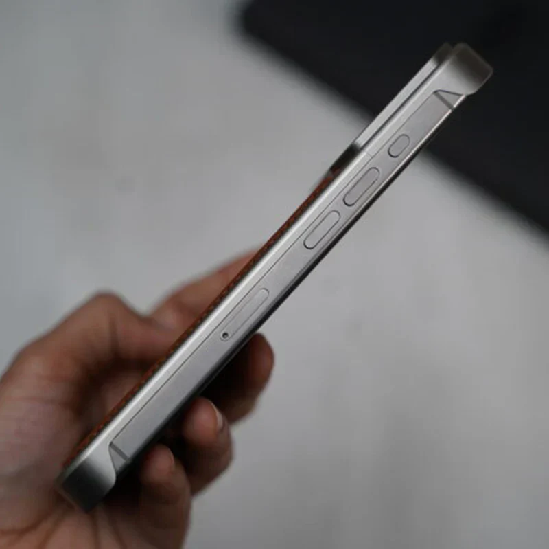 Magsafe Vegan Leather Phone Case With Titanium Frame