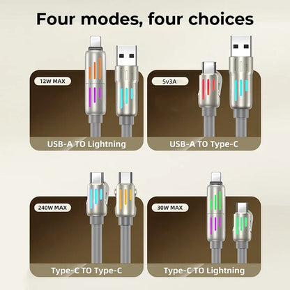 4-IN-1 RGB FAST CHARGING CABLE, Compatible with all Devices