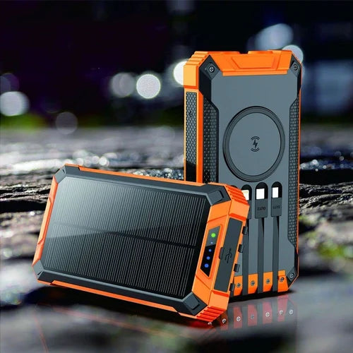 Solar Power Bank / Wireless Charger, Compatible with all USB Types, 26800mAh